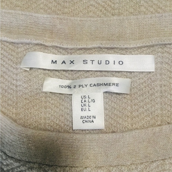 𝅺max STUDIO 100% 2 ply cashmere beige sweater LARGE NWT - Picture 5 of 9